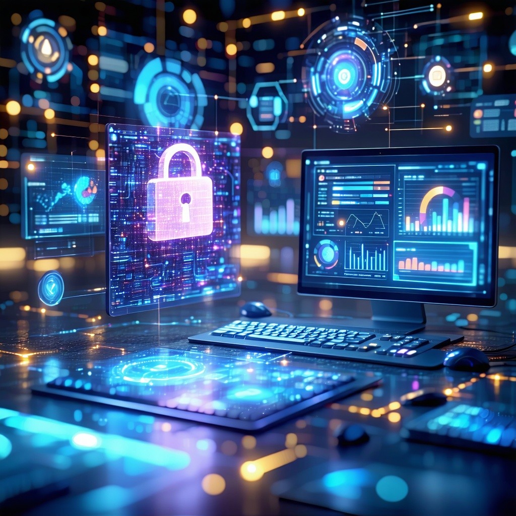 AIdriven fraud detection system analyzing transactions in realtime, alongside customer insights dashboards in a secure digital setting AIdriven fraud detection system analyzing transactions in realtime, alongside customer insights dashboards in a secure digital setting