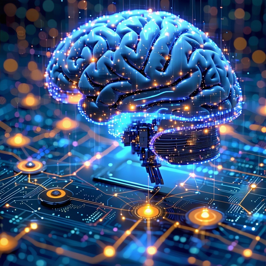 Abstract visualization of machine learning with interconnected nodes, data flow, and algorithmic pathways in a hightech digital environment Abstract visualization of machine learning with interconnected nodes, data flow, and algorithmic pathways in a hightech digital environment