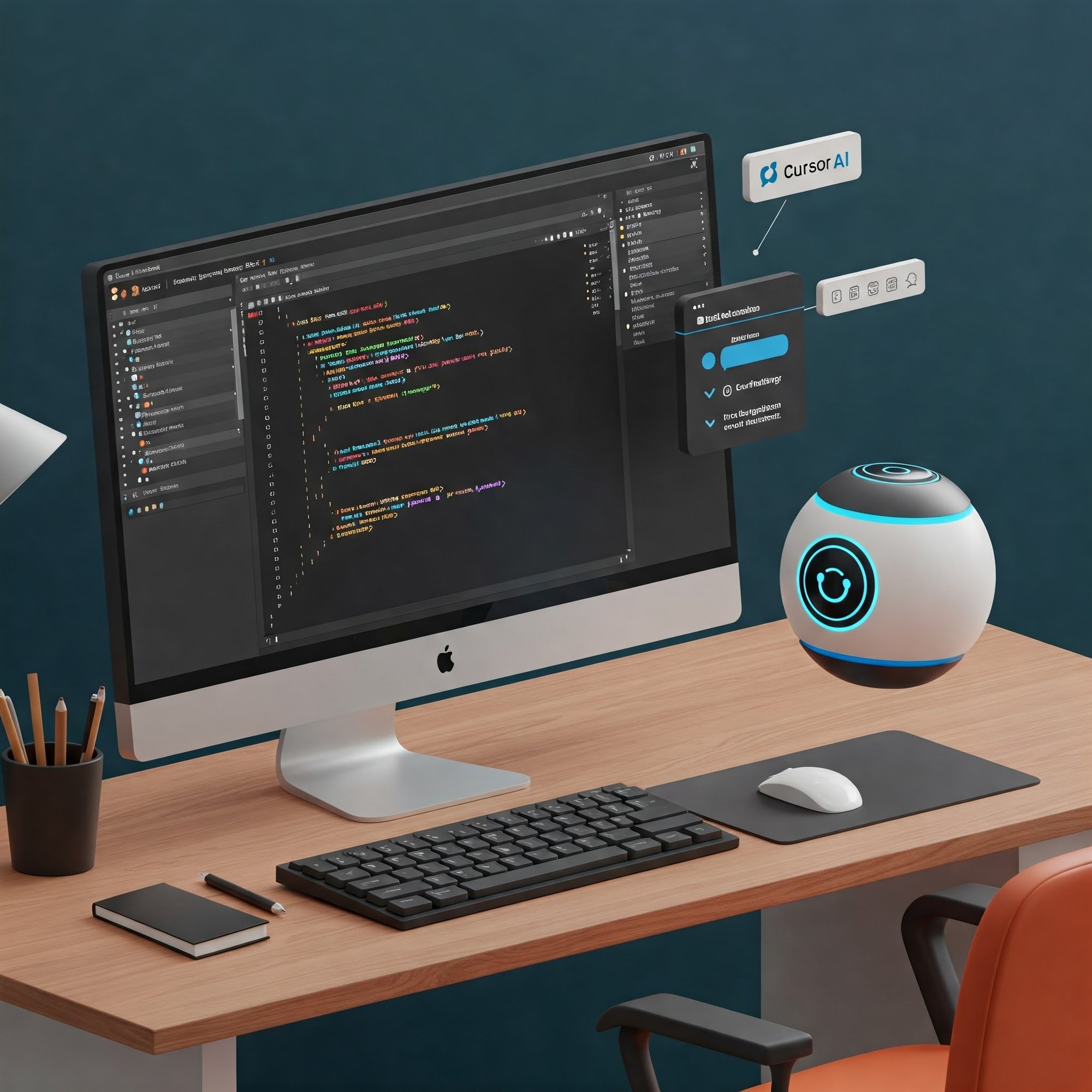 3D Illustration of How Cursor AI Fits Into a Modern Developer Workflow 3D Illustration of How Cursor AI Fits Into a Modern Developer Workflow