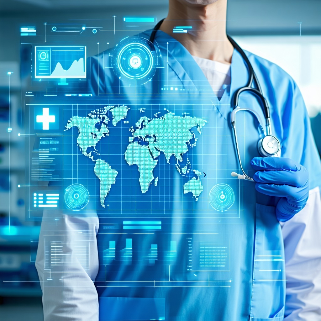 Modern healthcare technology interface showing AIpowered medical data processing with digital handwriting recognition automated validation checkmarks and secure HIPAAcompliant dashboard elements clean medical blue and white color scheme professional-1