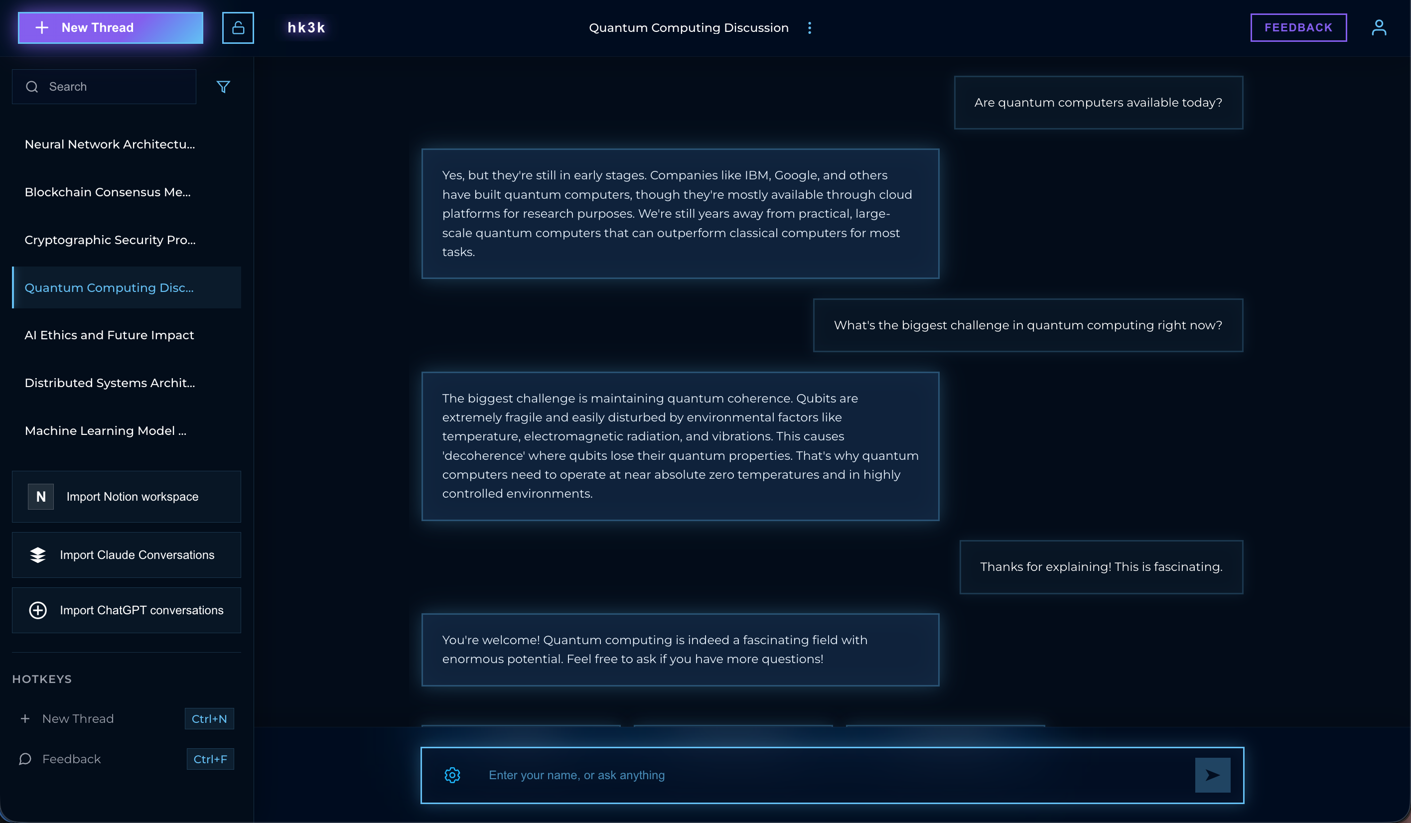 HK3K Product Interface